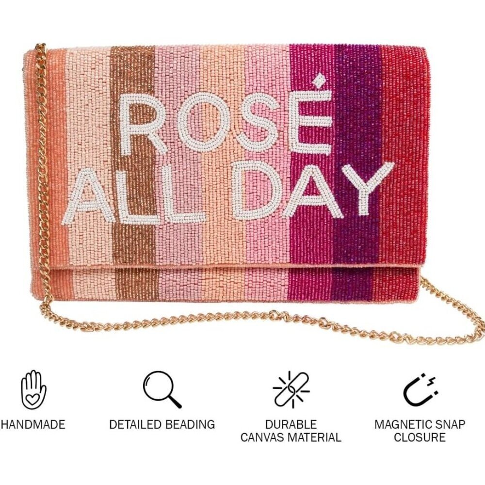 🆕Women's Rose All Day Beaded Magnetic Closure Imported Clutch Purse - Picture 4 of 9